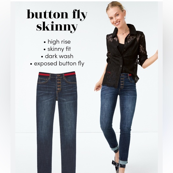 cabi button fly skinny jeans high waisted - Picture 1 of 9